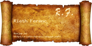 Rieth Ferenc névjegykártya
